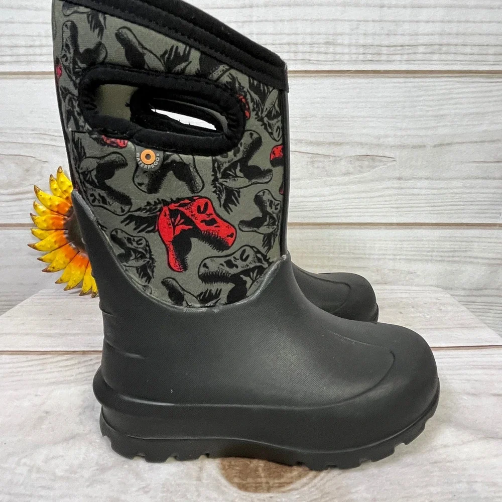 Bogs Kids Classic Dino Waterproof Insulated Rain Snow Boots Black 11C